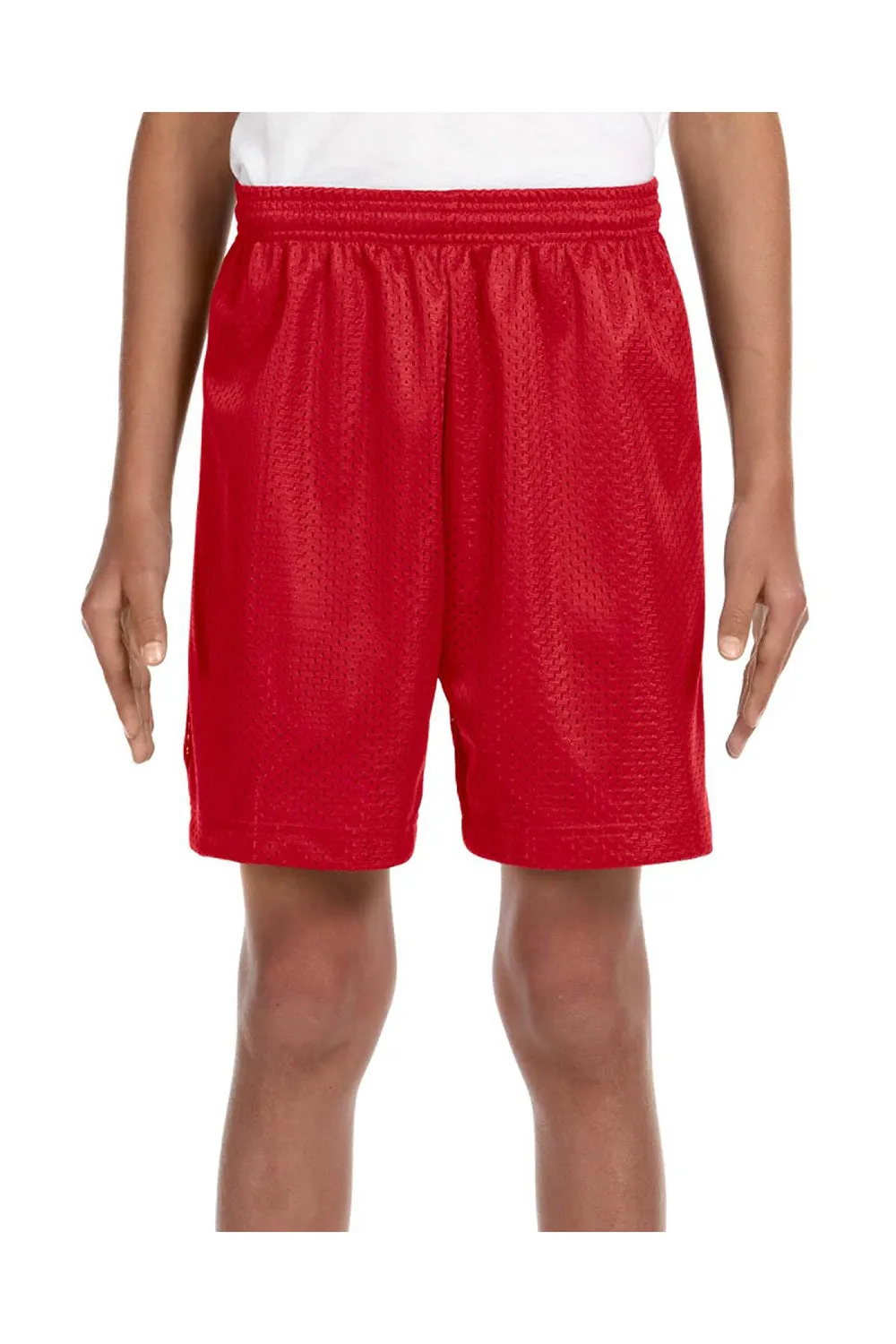 A4 Youth Moisture Wicking Mesh Shorts - Scarlet Red