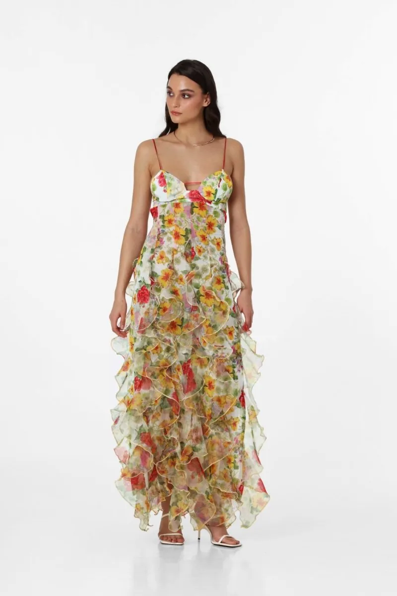 Alexia Ruffle Sheer Maxi Dress