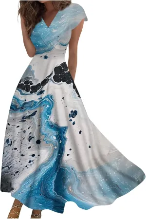 Azeralia Summer Dresses for Women 2024 Short Sleeve Dresses for Women 2024 Elegant Wedding Guest Dress Party Dress for Women