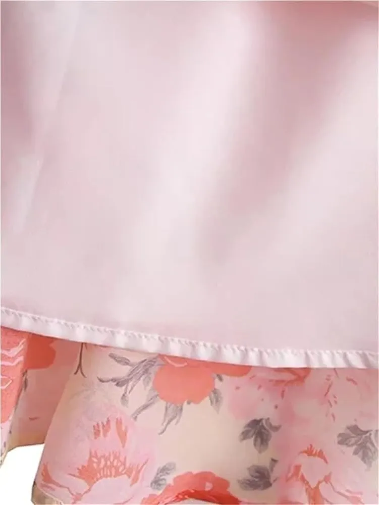 Boho Floral Mini Sundress Women Sleeveless Sexy Backless Beach Dress with Ruffles Tie Back Summer Casual Party Dress