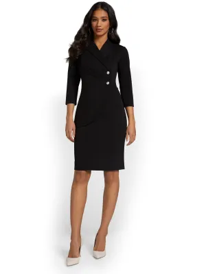 Button-Front Sheath Dress - Magic Crepe®