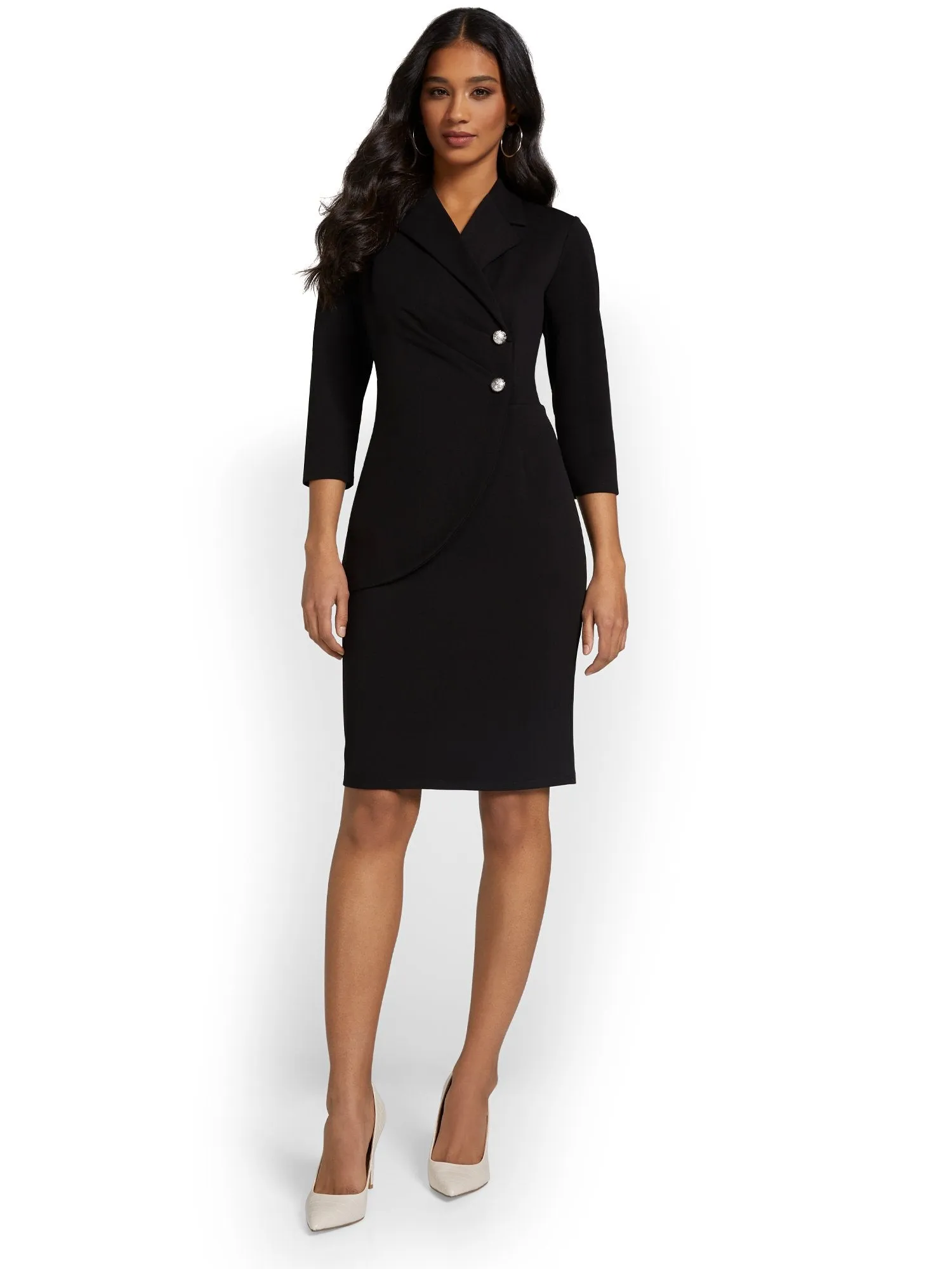 Button-Front Sheath Dress - Magic Crepe®
