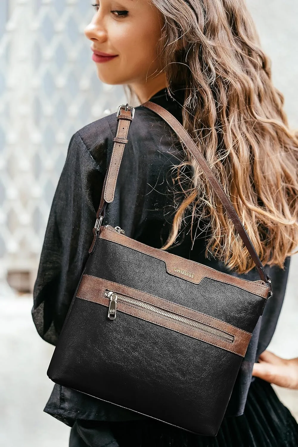 CHOLISS Large Crossbody Bags for Women, Medium Size Purses for Women with Vegan Leather