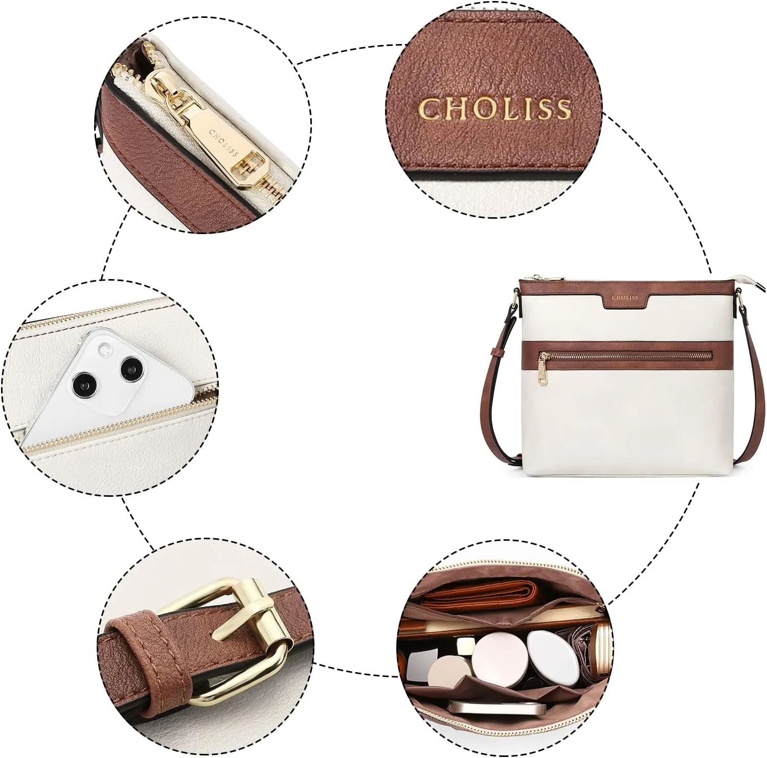 CHOLISS Large Crossbody Bags for Women, Medium Size Purses for Women with Vegan Leather