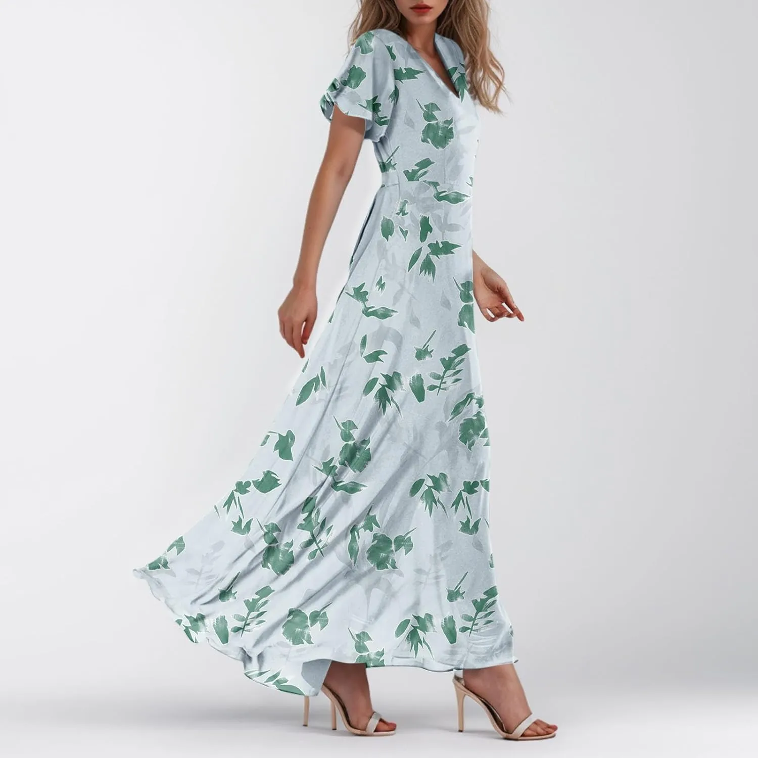 Church Dresses for Women 2025 Summer Short Sleeve Chiffon Floral Modest Dress Retro Boho Wedding Guest Dress