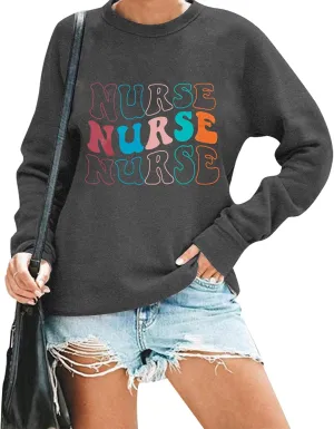 COLORFUL BLING Nurse Sweatshirt Women Registered Nurse Life Sweatshirt Nursing Student Pullover Crewneck Tops