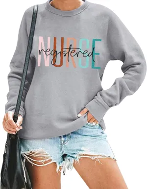 COLORFUL BLING Nurse Sweatshirt Women Registered Nurse Life Sweatshirt Nursing Student Pullover Crewneck Tops
