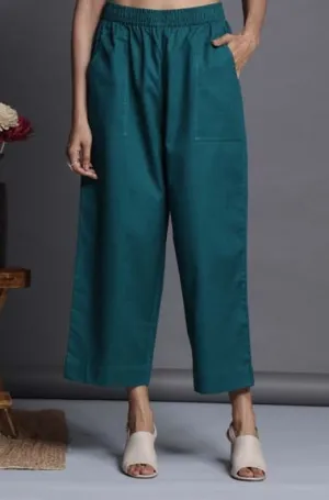 comfort fit cotton pants - rama green linen