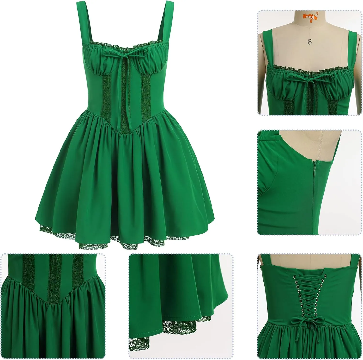 Corset Dresses for Women Spaghetti Straps Short Mini Floral Lace Bustier Dress Summer Boho Sundress
