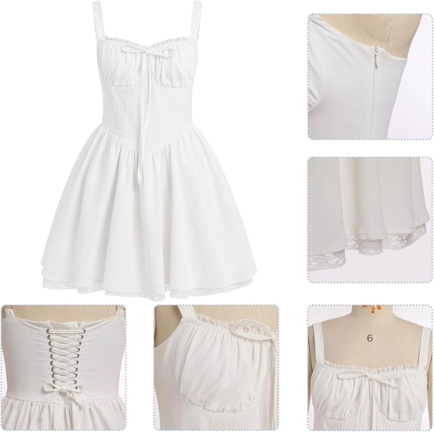 Corset Dresses for Women Spaghetti Straps Short Mini Floral Lace Bustier Dress Summer Boho Sundress