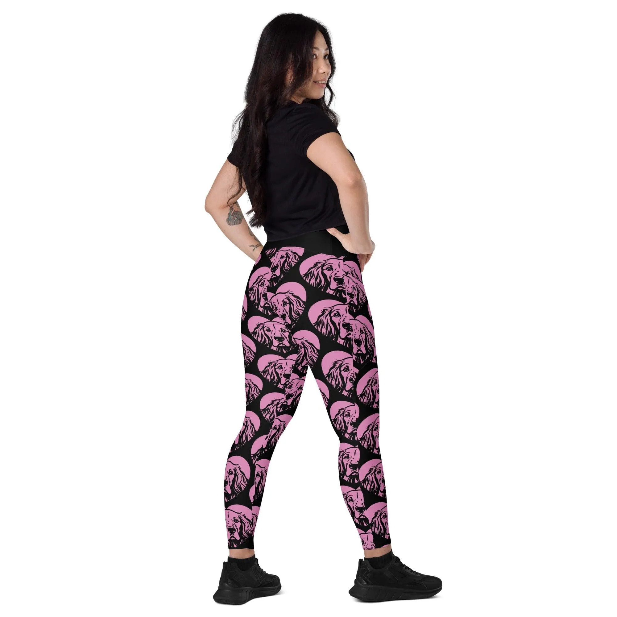 DOG BREED LEGGINGS with pockets - ENGLISH SETTER - HERTTAHOUND - pink