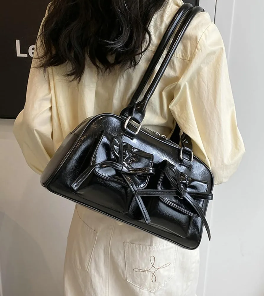 Epsion Women's Shoulder Bag PU Leather Glossy Clutch Handbag Work Travel Shopping 2024
