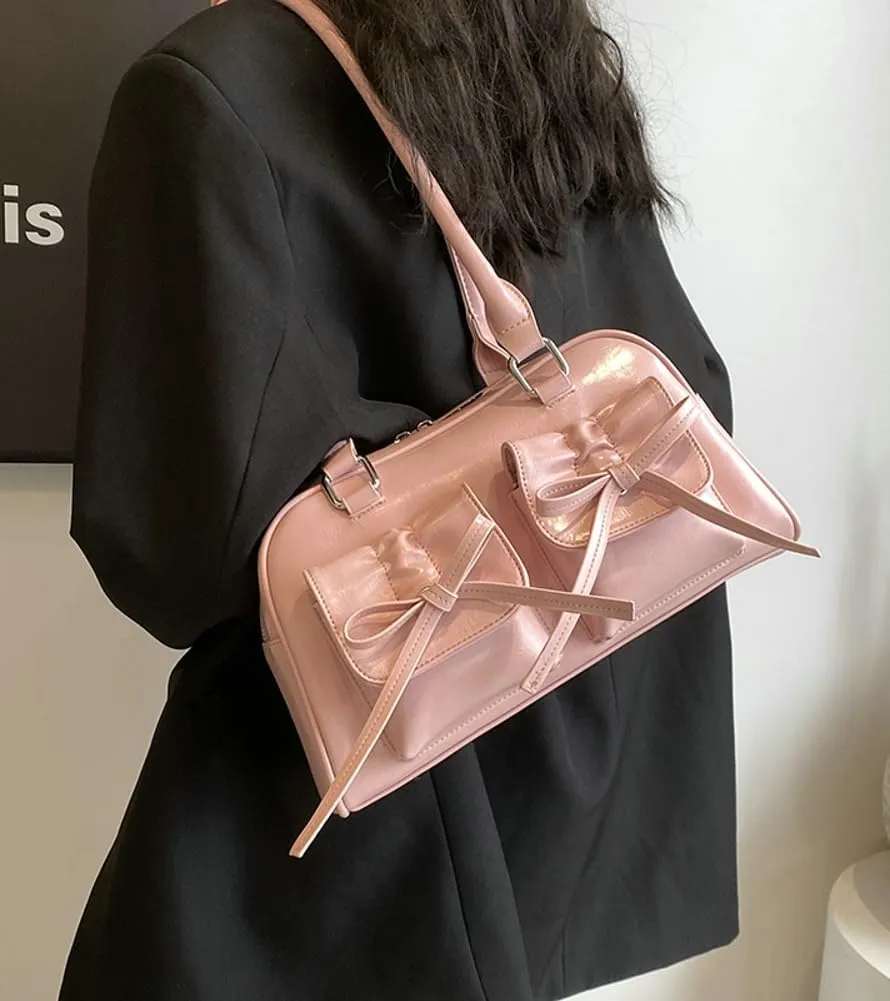 Epsion Women's Shoulder Bag PU Leather Glossy Clutch Handbag Work Travel Shopping 2024