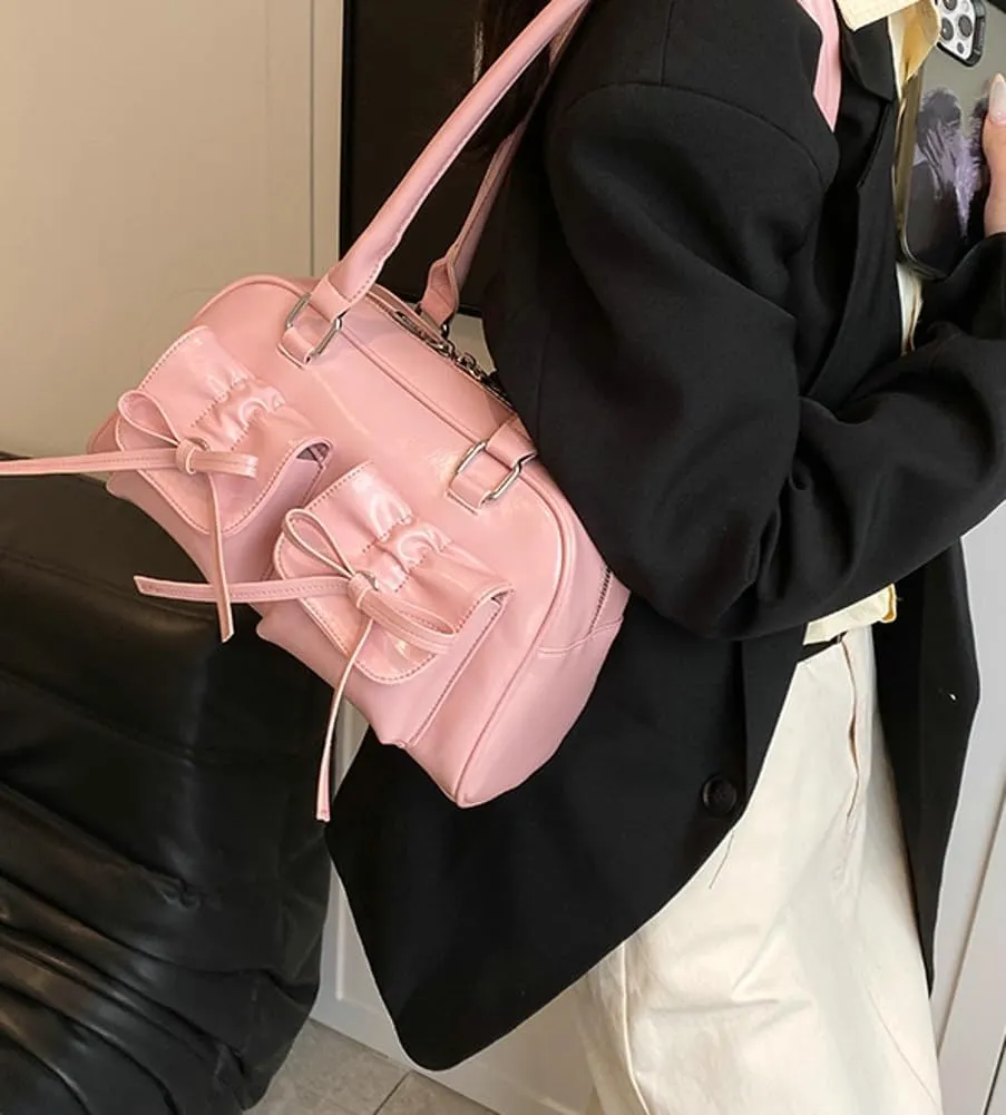 Epsion Women's Shoulder Bag PU Leather Glossy Clutch Handbag Work Travel Shopping 2024