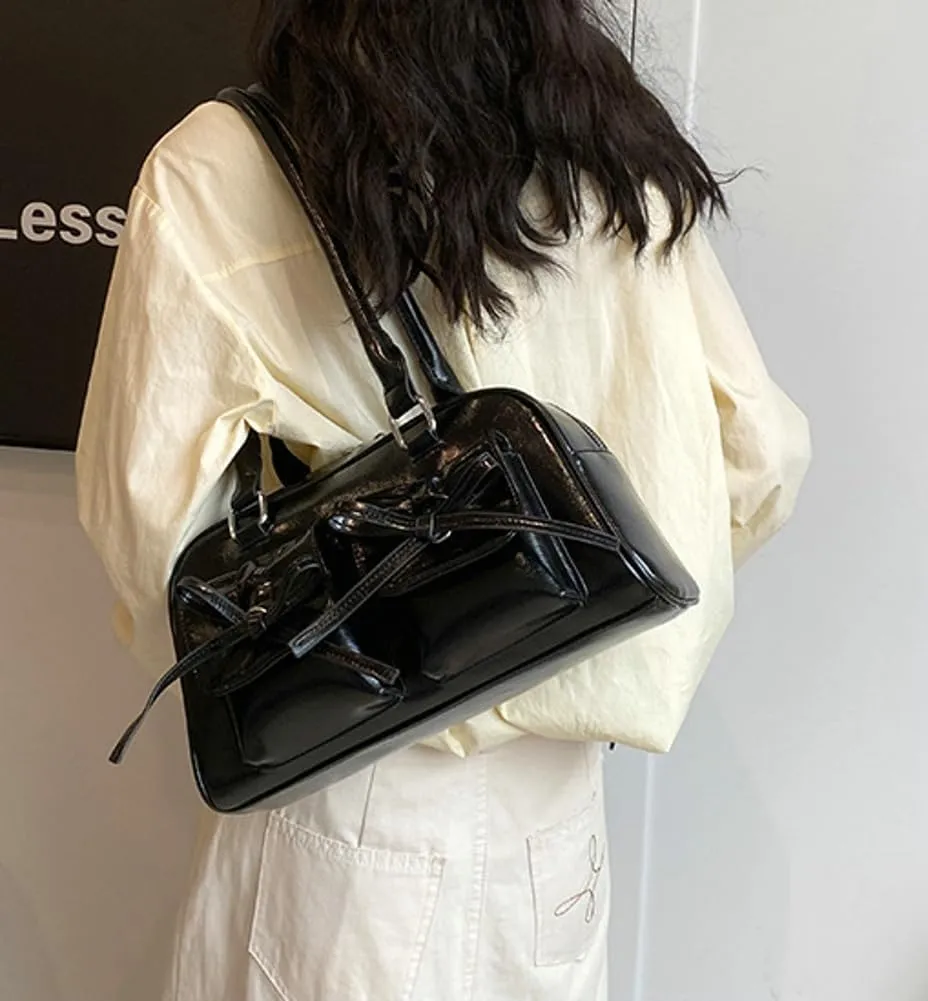 Epsion Women's Shoulder Bag PU Leather Glossy Clutch Handbag Work Travel Shopping 2024