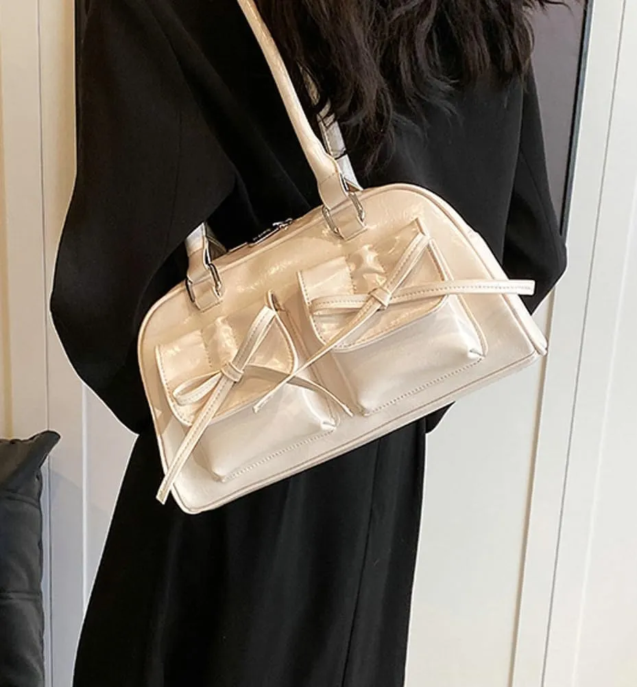Epsion Women's Shoulder Bag PU Leather Glossy Clutch Handbag Work Travel Shopping 2024