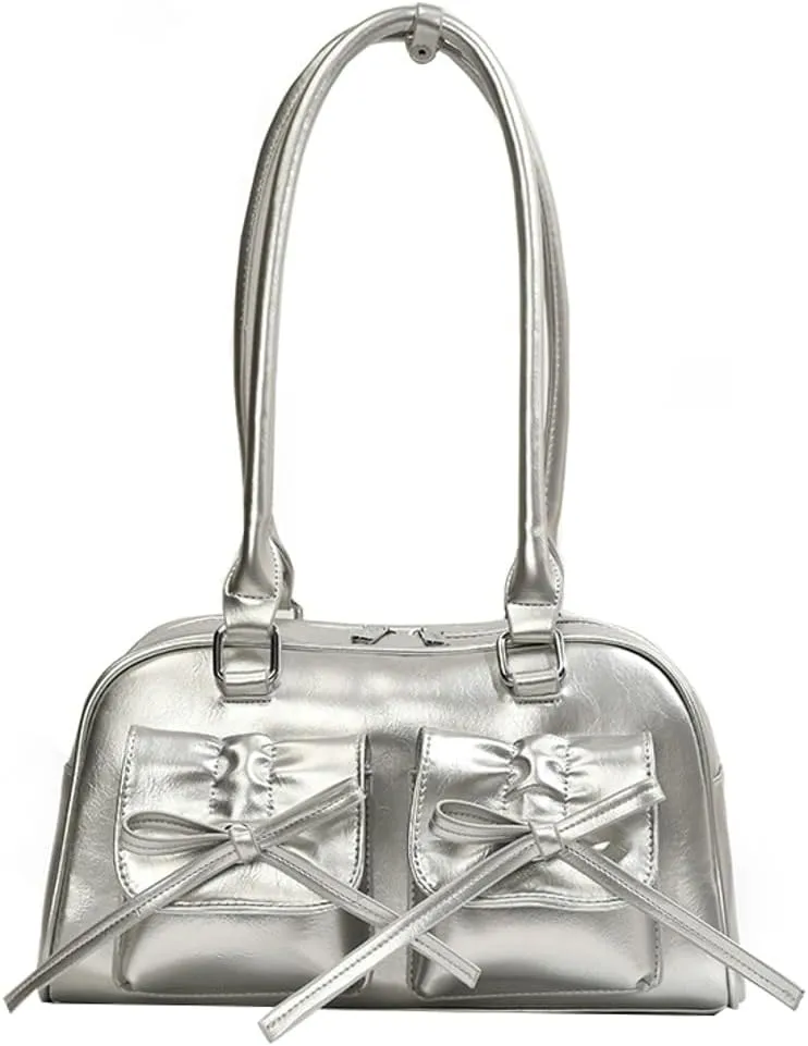 Epsion Women's Shoulder Bag PU Leather Glossy Clutch Handbag Work Travel Shopping 2024