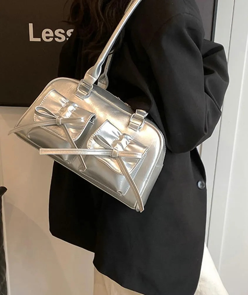 Epsion Women's Shoulder Bag PU Leather Glossy Clutch Handbag Work Travel Shopping 2024