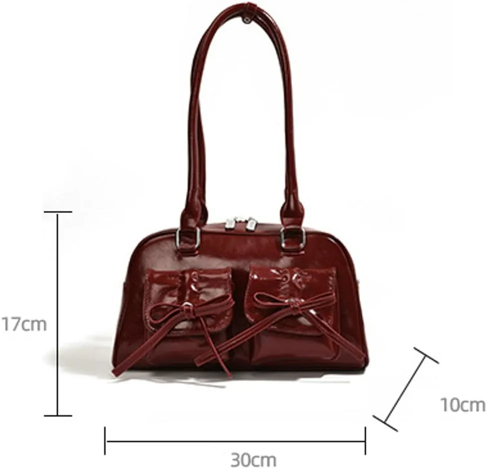 Epsion Women's Shoulder Bag PU Leather Glossy Clutch Handbag Work Travel Shopping 2024