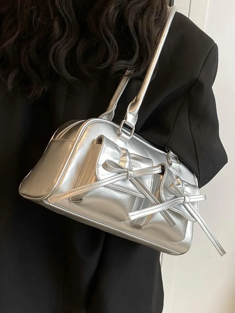 Epsion Women's Shoulder Bag PU Leather Glossy Clutch Handbag Work Travel Shopping 2024