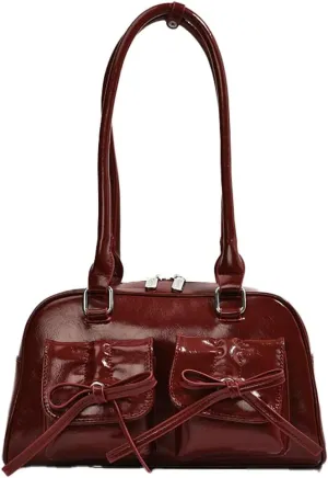 Epsion Women's Shoulder Bag PU Leather Glossy Clutch Handbag Work Travel Shopping 2024