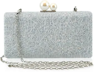 Evening Handbag for Women Fashion Chain Bag Ladies Clutch Bag Evening Party Bag, Silver