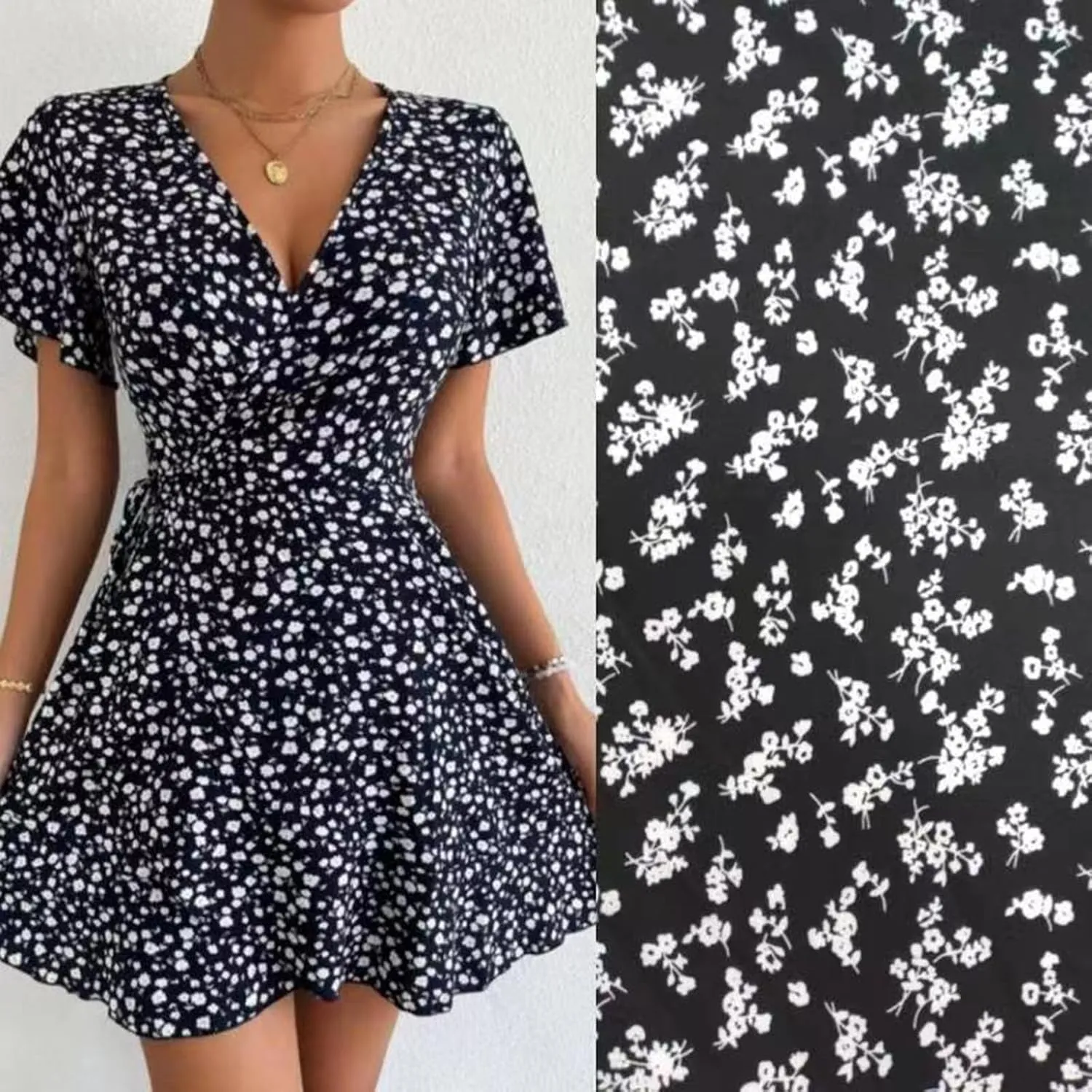 Floral Dress for Women V Neck T Shirt Dress Short Tie Elastic Waist Mini Dress Casual A-Line Ruffle Beach Dresses