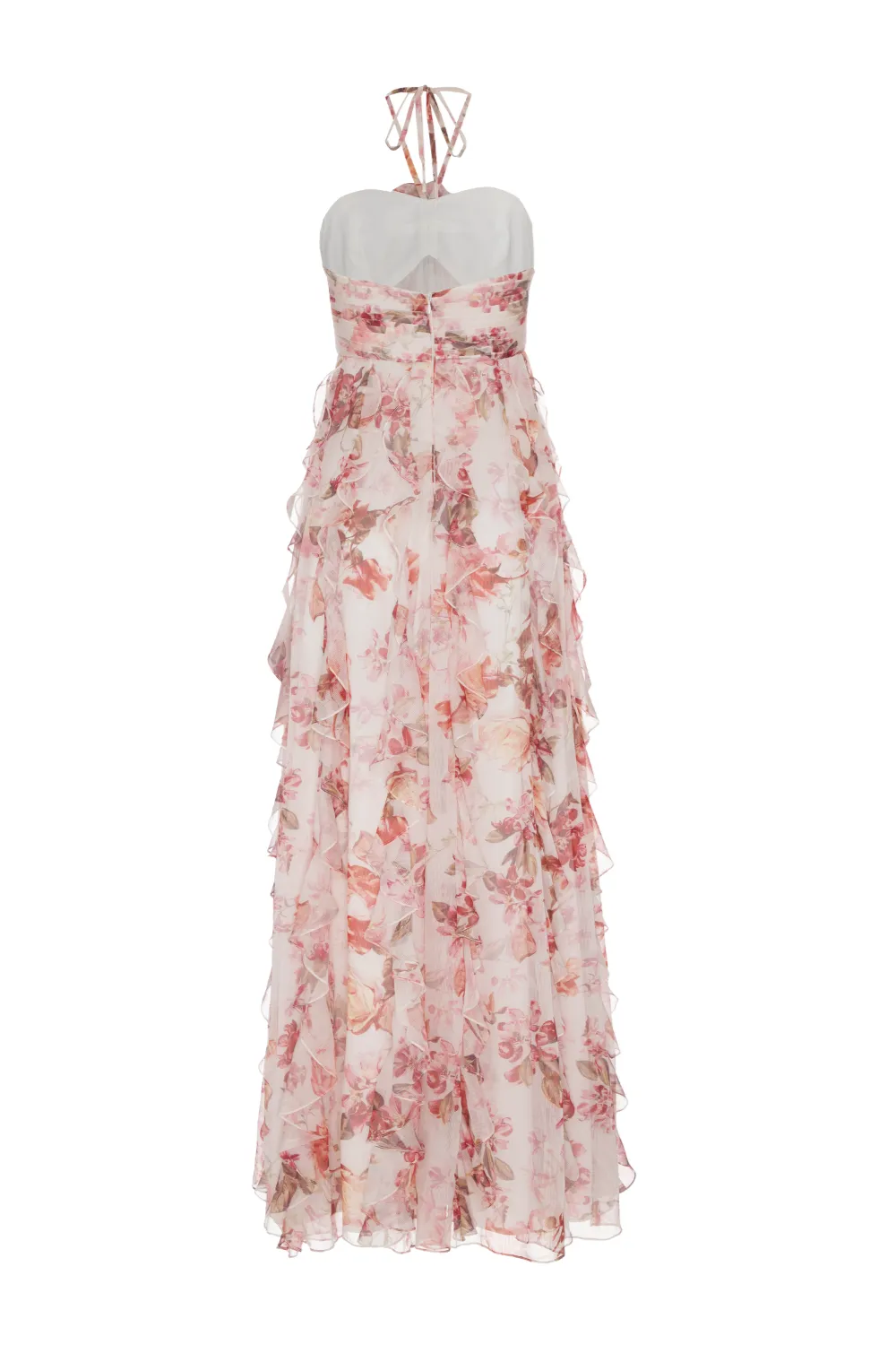 FLORAL HAZE HALTERNECK MAXI DRESS