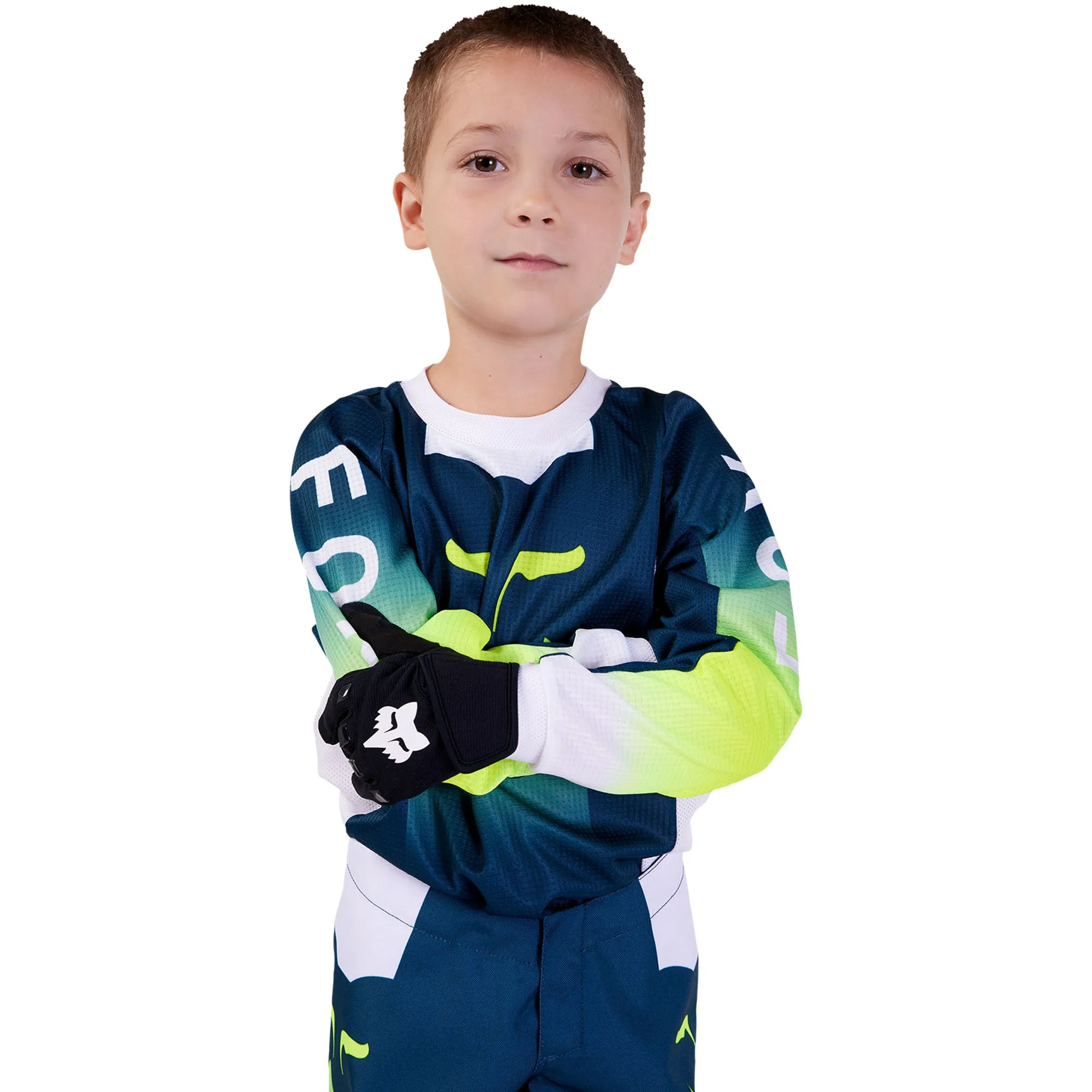 Fox Racing  Kids 180 Flora Offroad Jersey Moisture Wicking Drop-Tail Dark Indigo