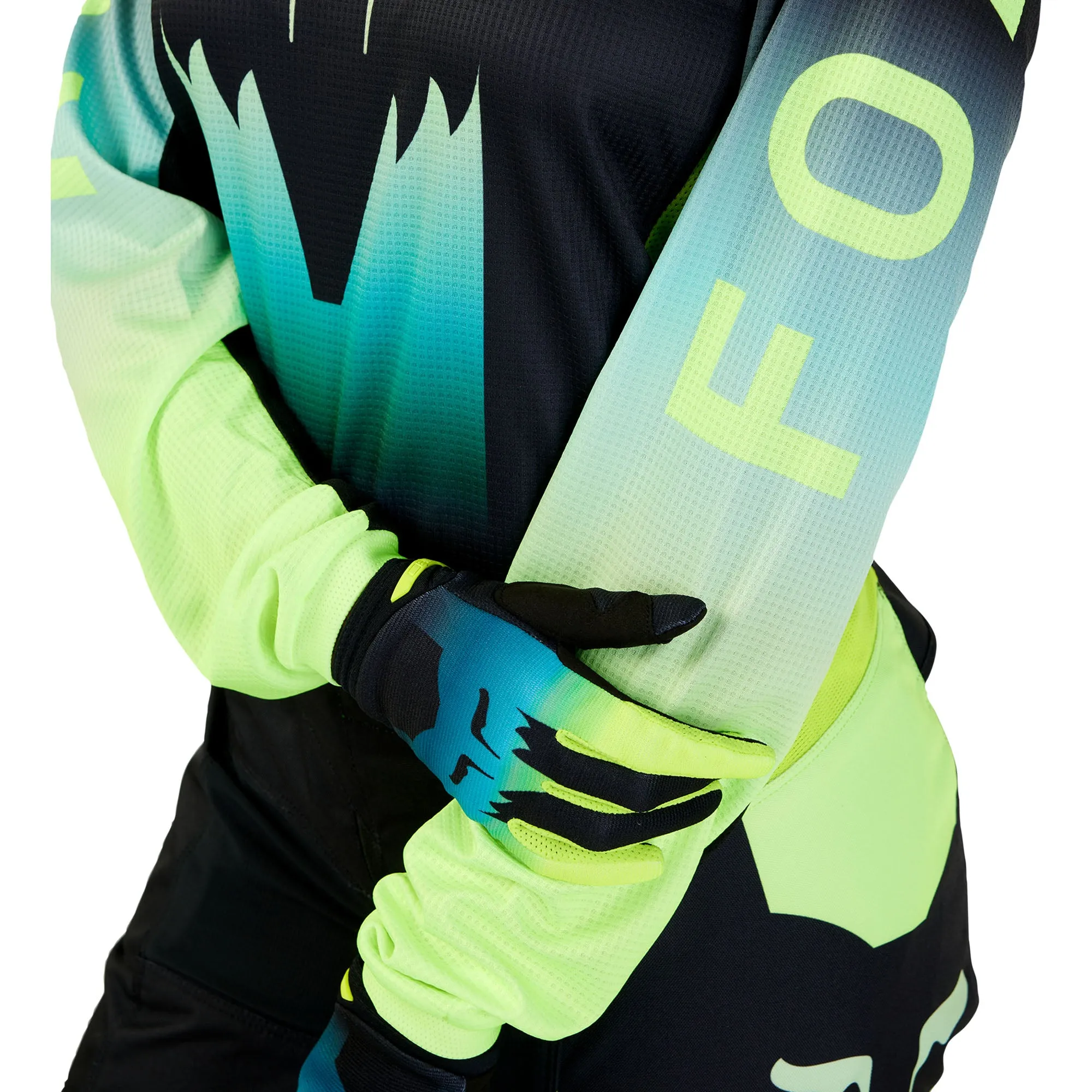 Fox Racing  Womens 180 Flora Offroad Jersey Moisture Wicking Vented Black Yellow