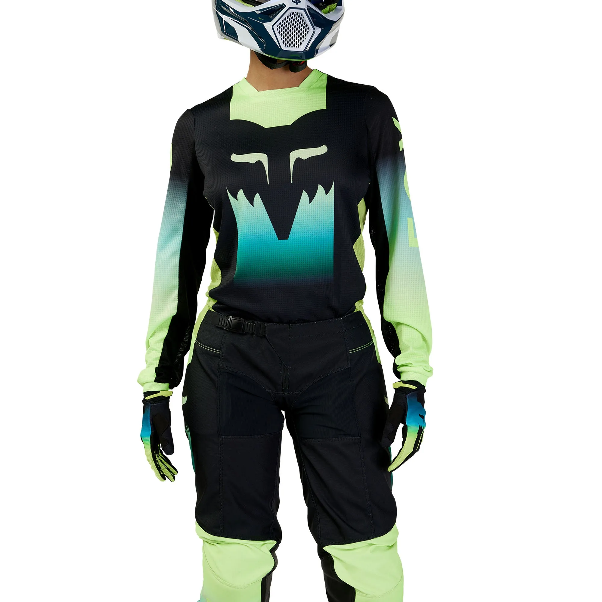 Fox Racing  Womens 180 Flora Offroad Jersey Moisture Wicking Vented Black Yellow