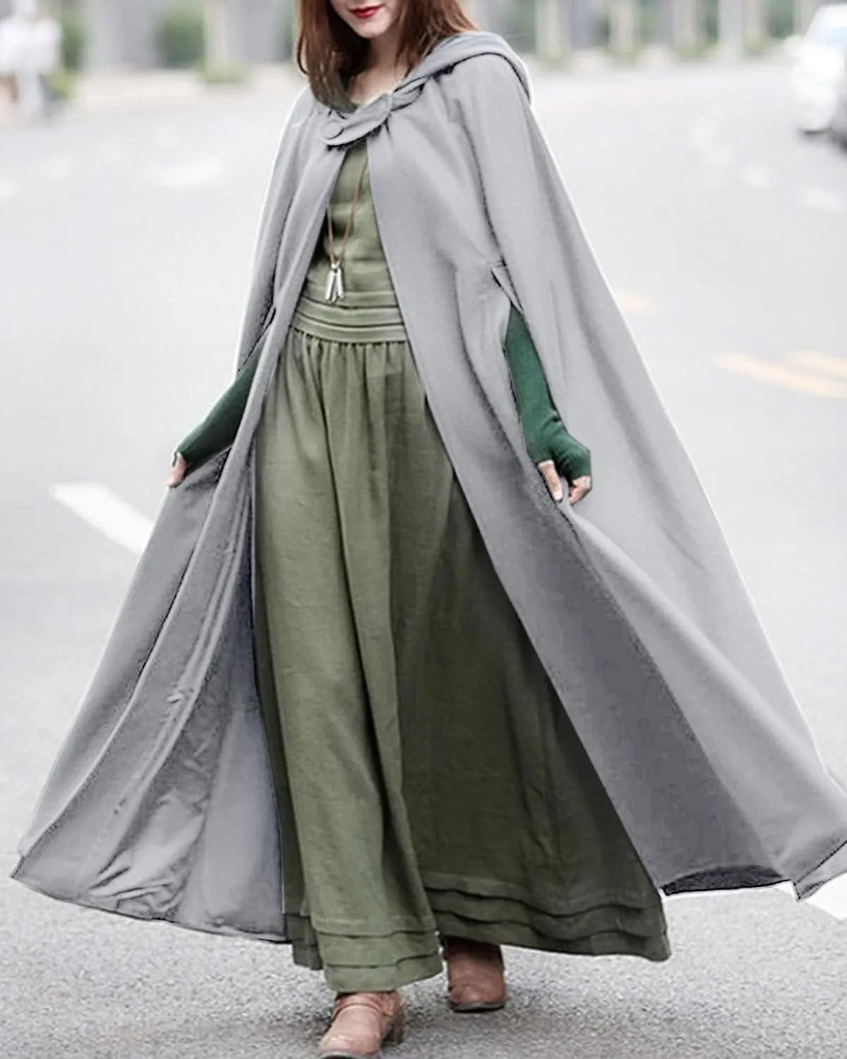 futurino Women Gothic Hooded Open Front Poncho Cape Coat Outwear Jacket Cloak