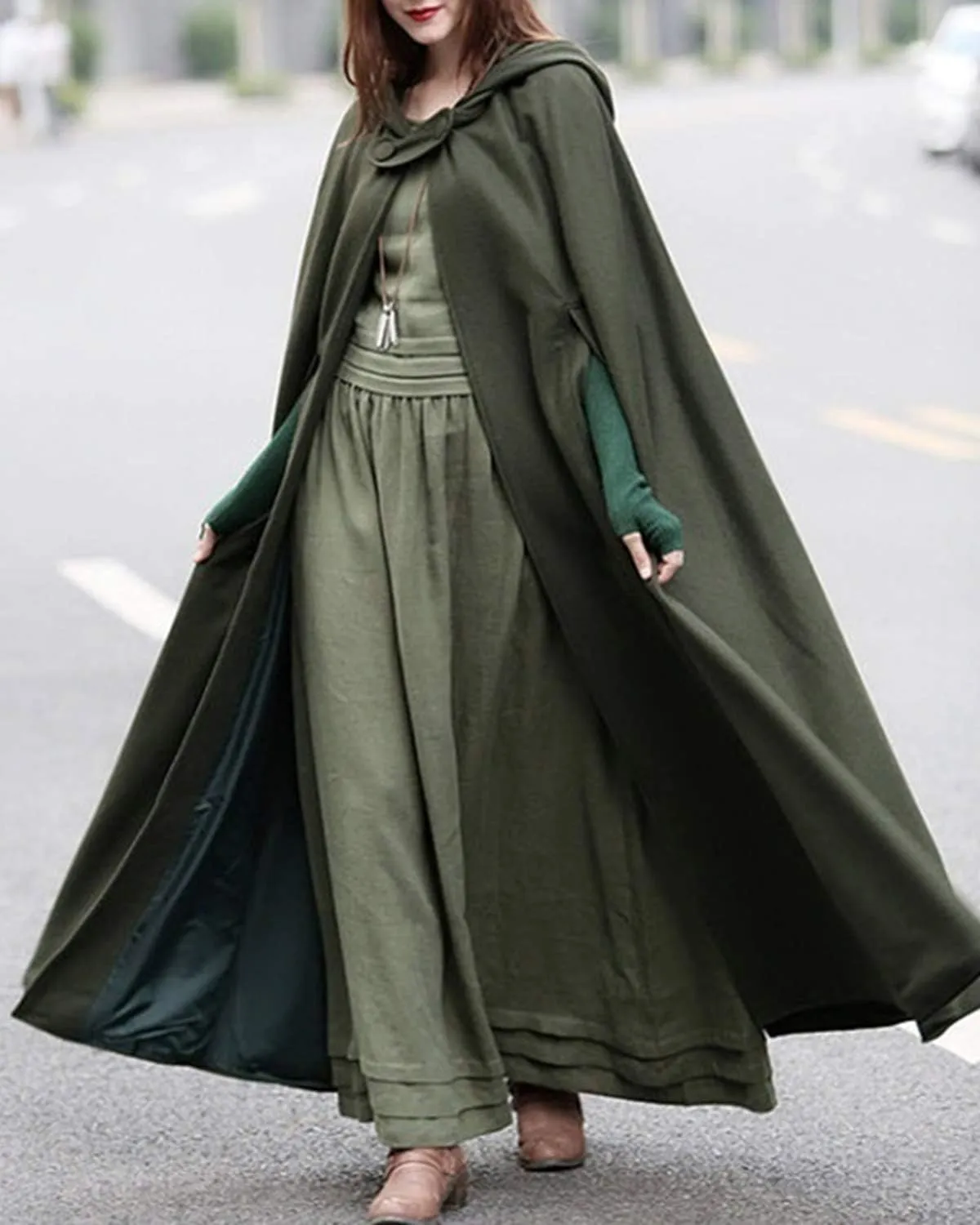 futurino Women Gothic Hooded Open Front Poncho Cape Coat Outwear Jacket Cloak
