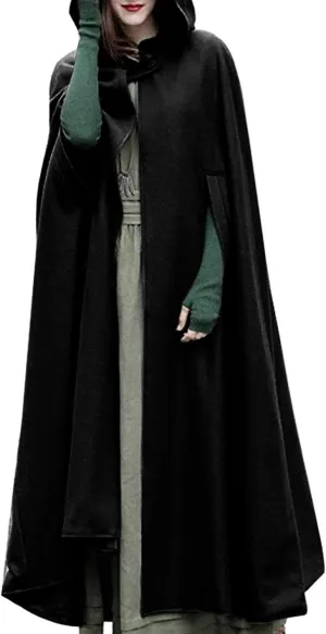 futurino Women Gothic Hooded Open Front Poncho Cape Coat Outwear Jacket Cloak