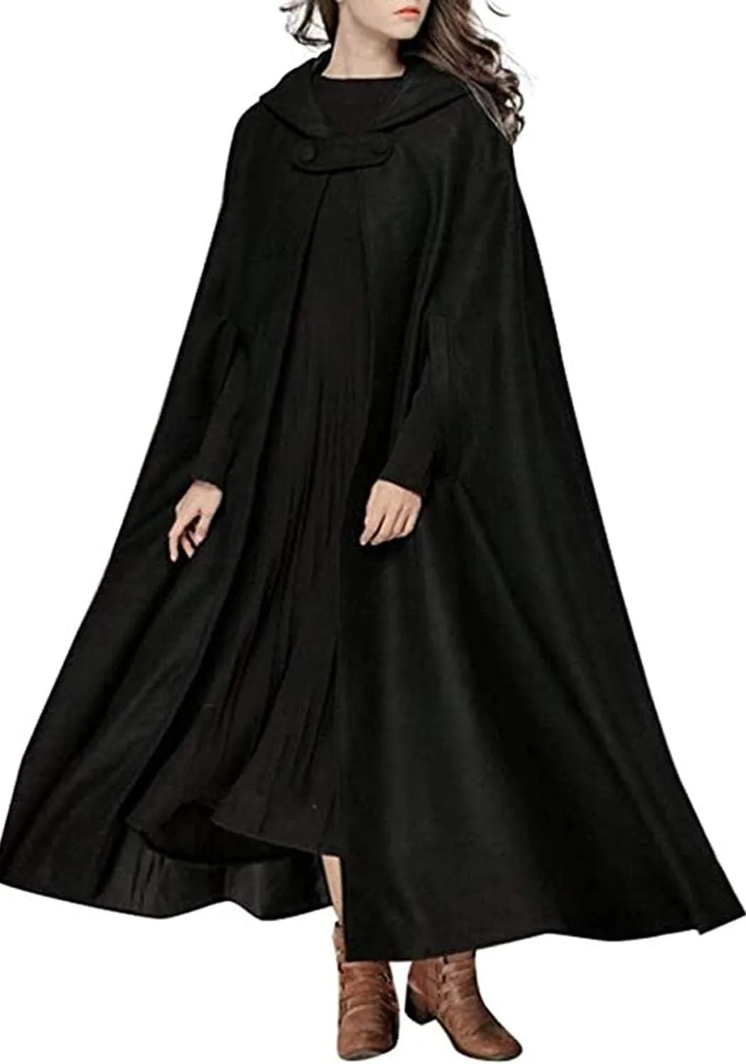 futurino Women Gothic Hooded Open Front Poncho Cape Coat Outwear Jacket Cloak