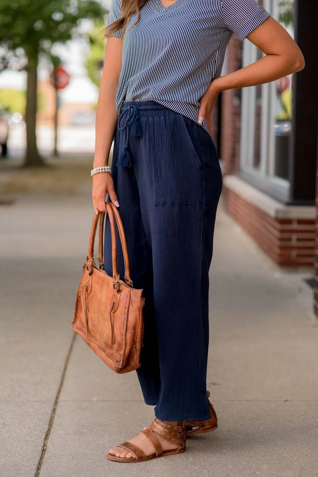 Gauze Tassel Accented Pants