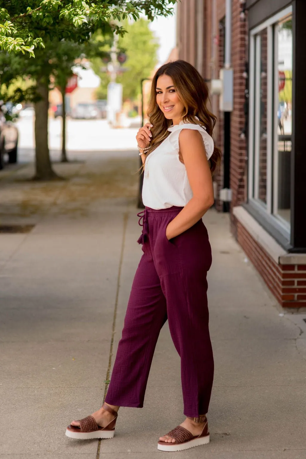 Gauze Tassel Accented Pants