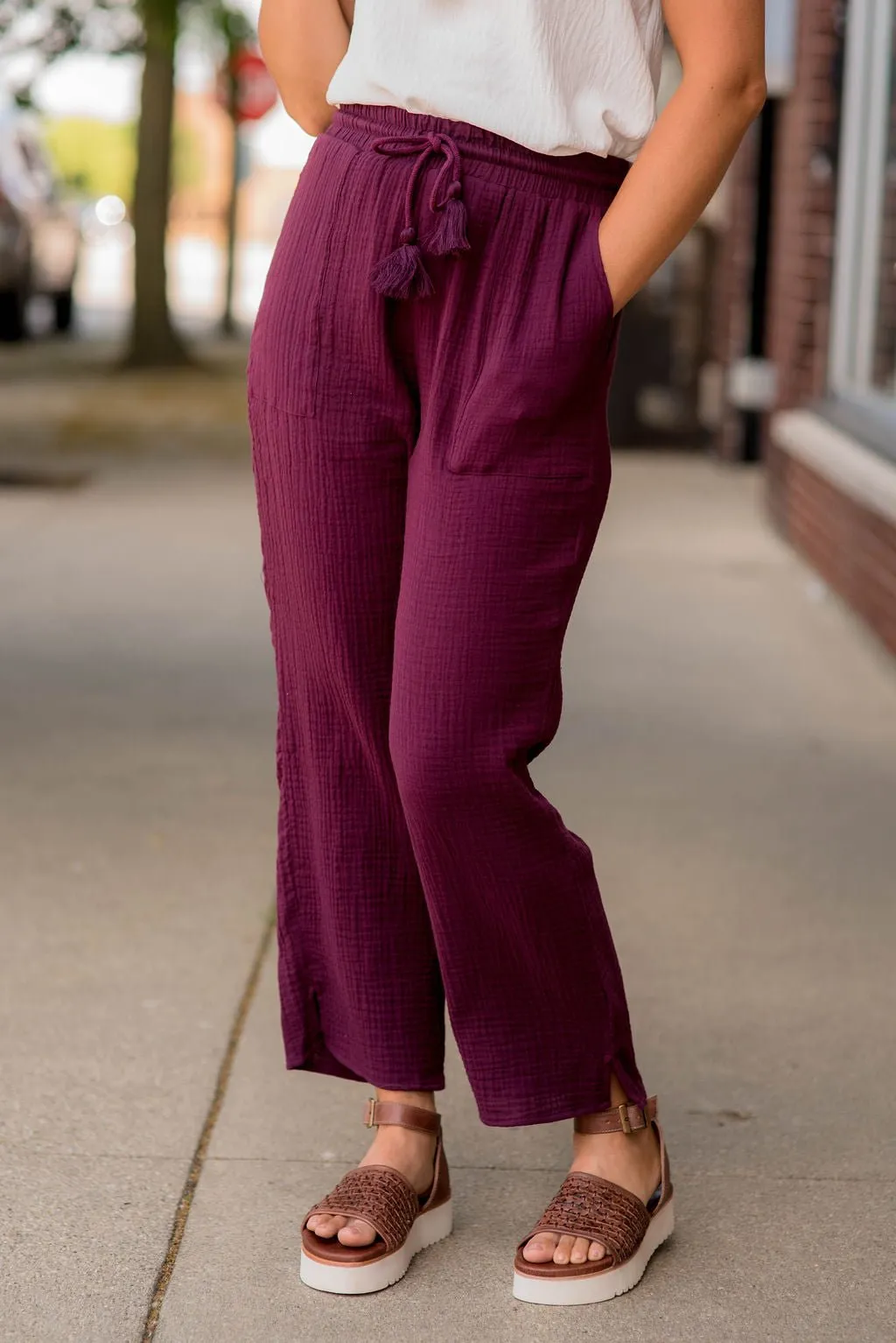 Gauze Tassel Accented Pants