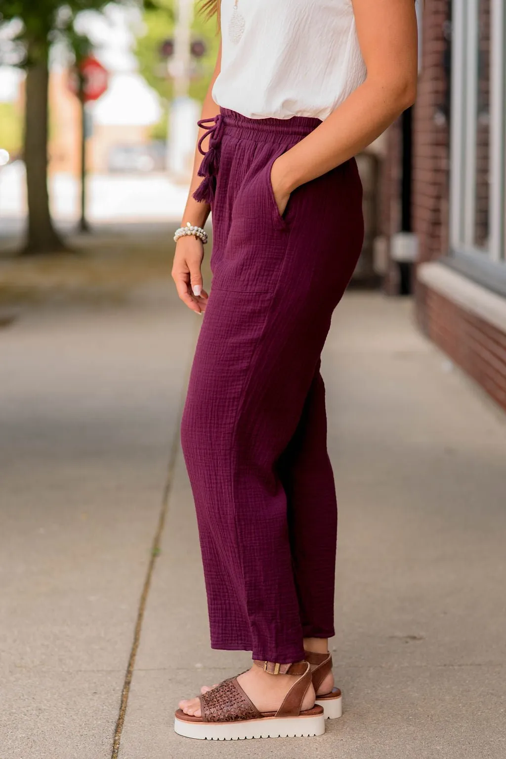 Gauze Tassel Accented Pants