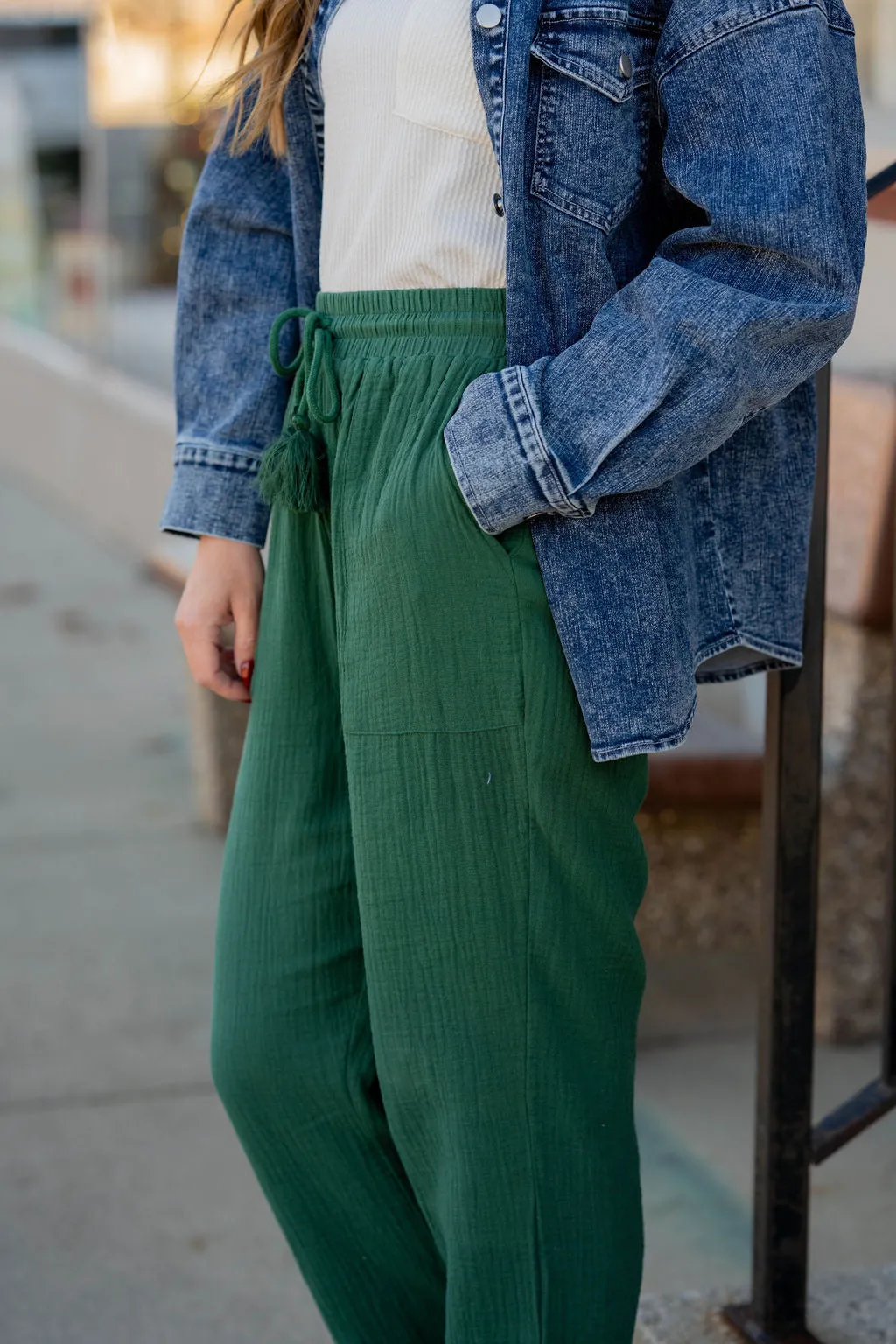 Gauze Tassel Accented Pants