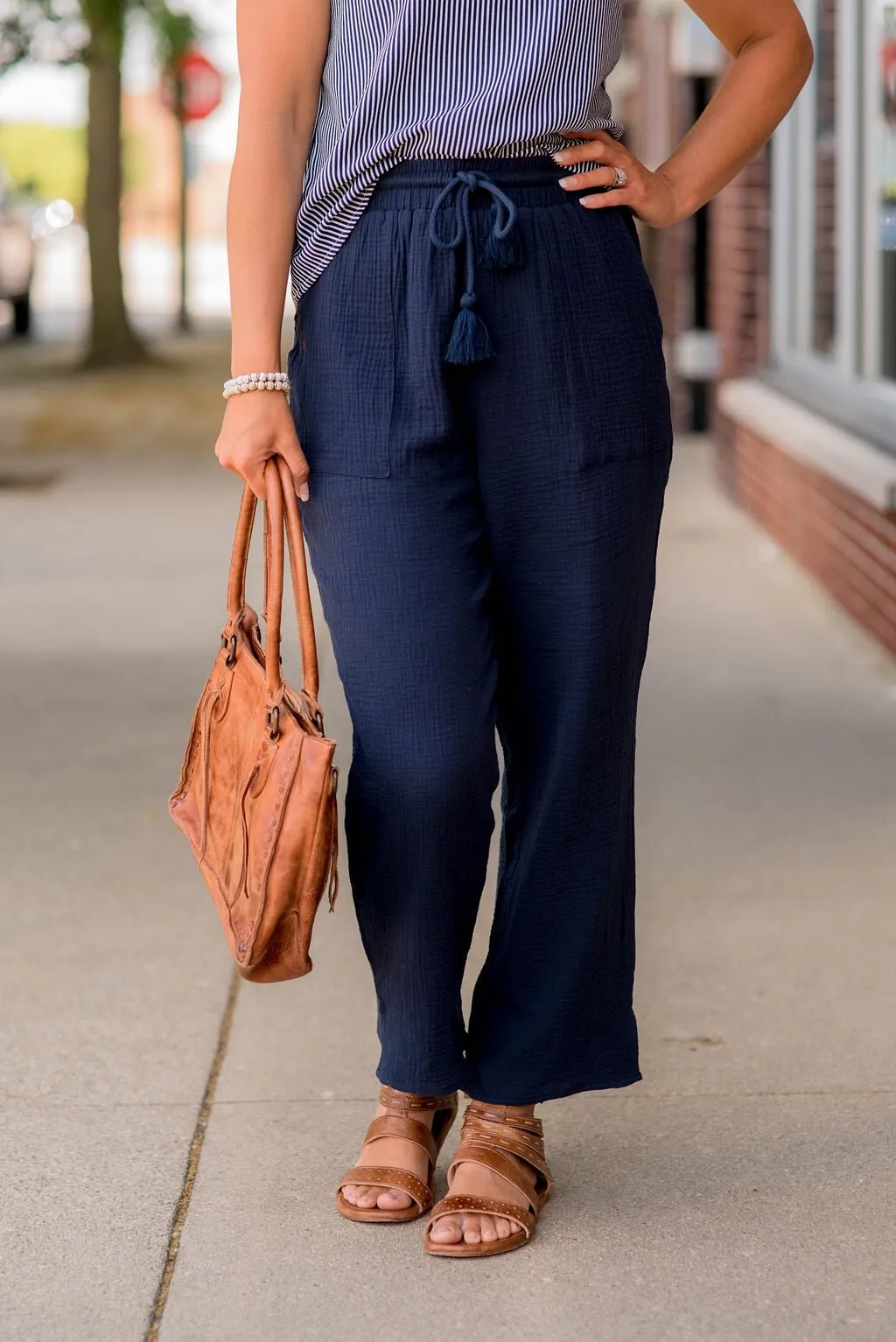 Gauze Tassel Accented Pants