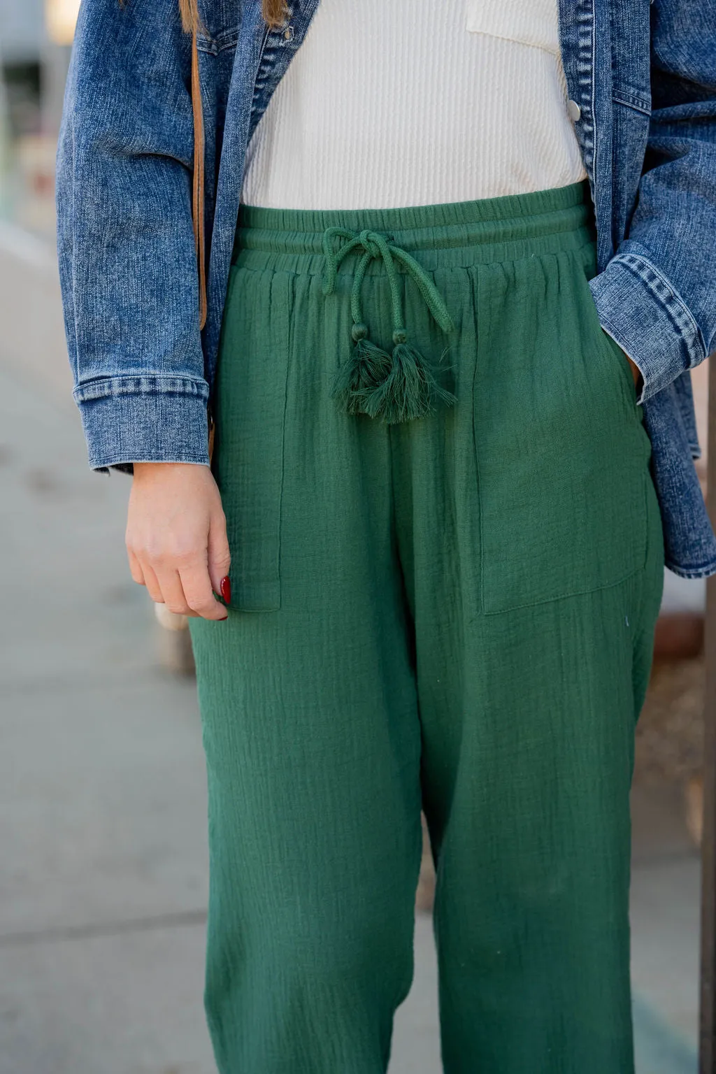 Gauze Tassel Accented Pants