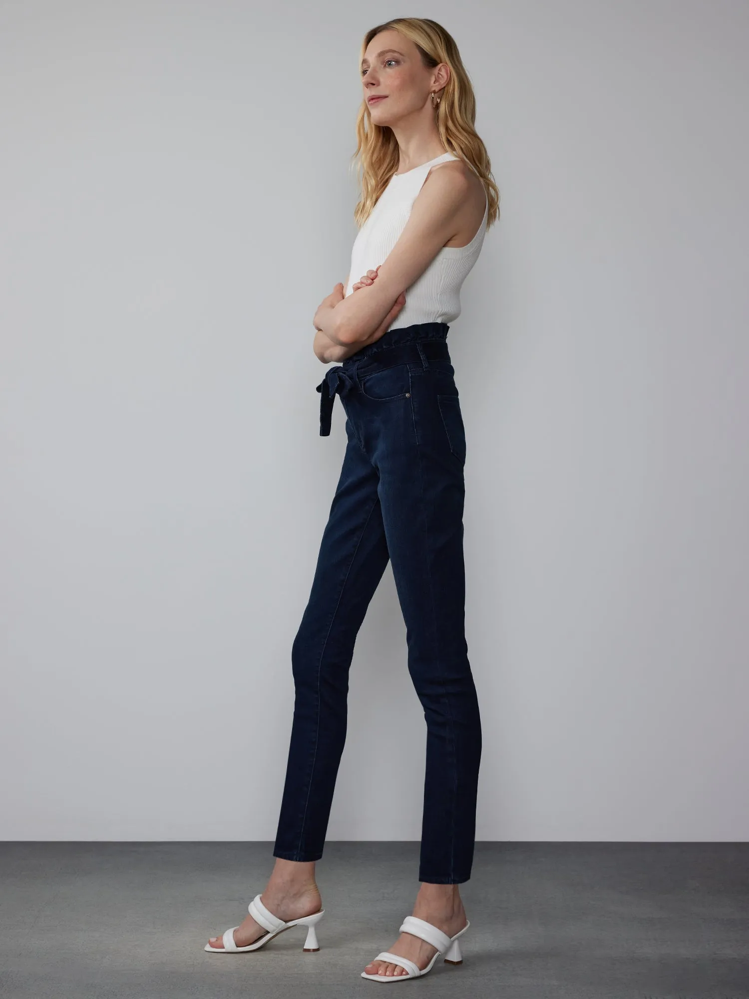 High Rise Paperbag Waist Skinny Jeans