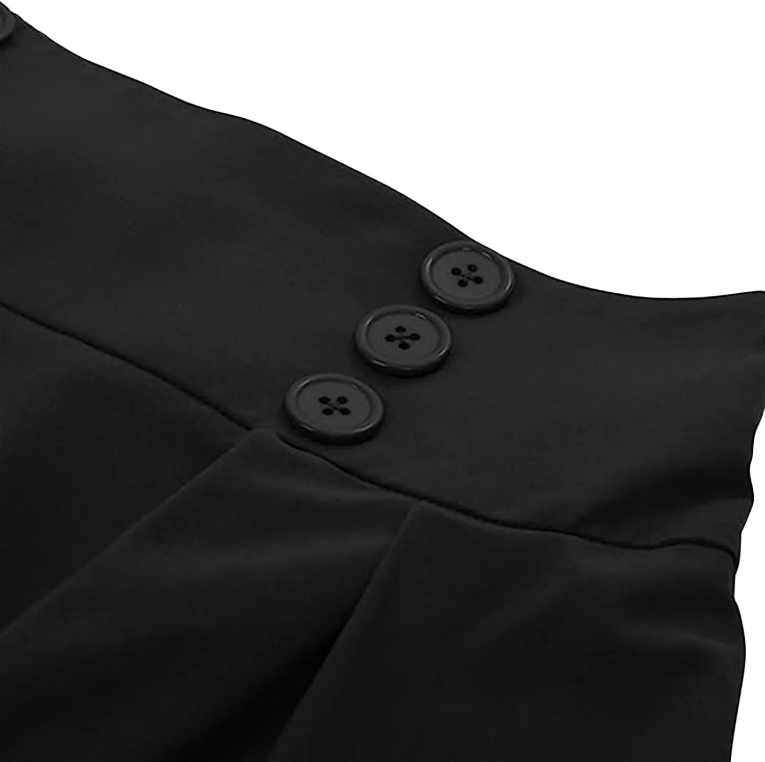High Waisted Skirt for Women Flowy Pleated Ruched Long Skirt Ladies Casual Button Waisted Swing Midi Skirt with Pocket