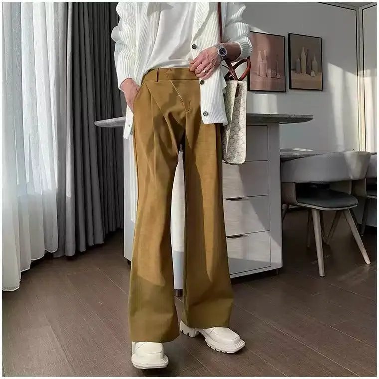 Hua Plain Color Neat Flow Trousers