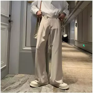 Hua Plain Color Neat Flow Trousers