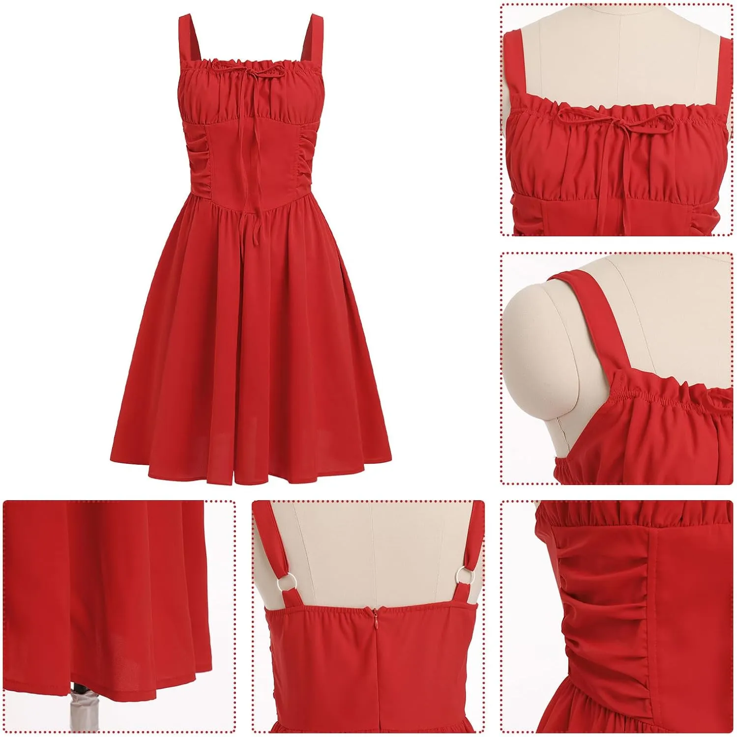 IMEKIS Women Floral Corset Dress Summer Spaghetti Strap Ruched Bust Going Out Tea Party Cocktail Short Sundress