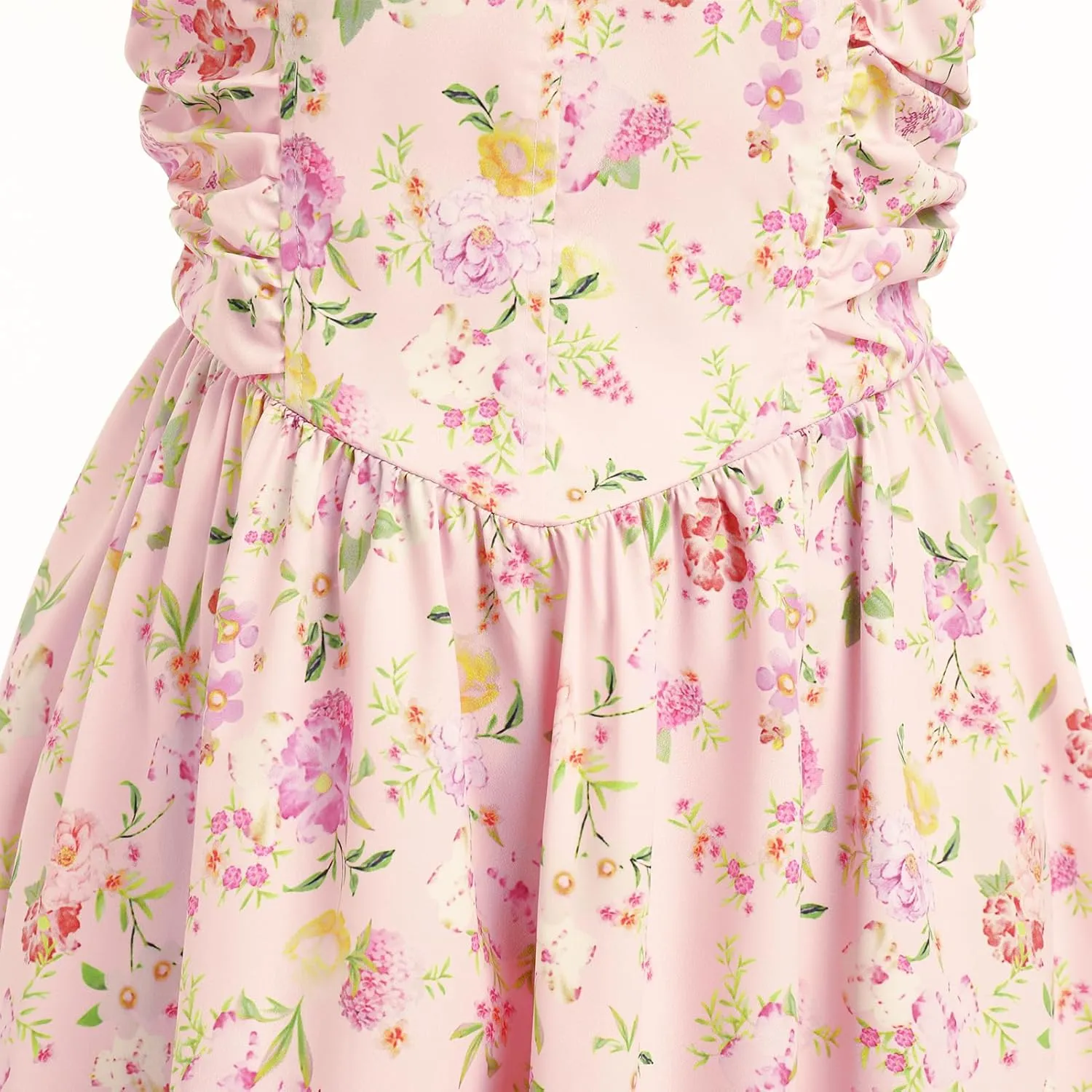 IMEKIS Women Floral Corset Dress Summer Spaghetti Strap Ruched Bust Going Out Tea Party Cocktail Short Sundress