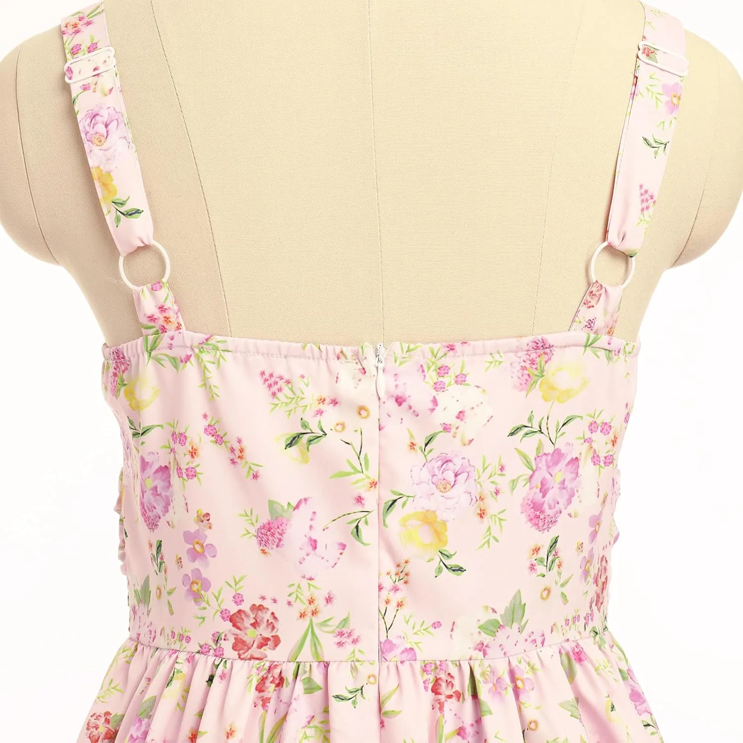 IMEKIS Women Floral Corset Dress Summer Spaghetti Strap Ruched Bust Going Out Tea Party Cocktail Short Sundress