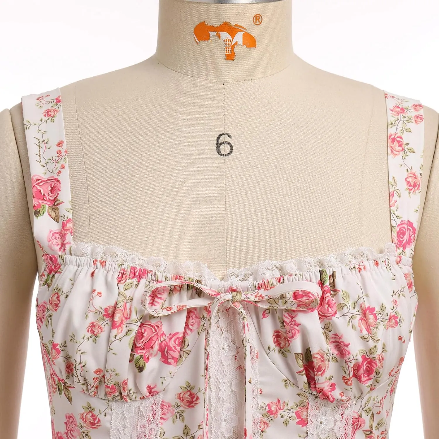 IMEKIS Women Summer Corset Mini Dress Sexy Spaghetti Straps Low Cut Backless Lace Short Boho Floral Sleeveless Streetwear